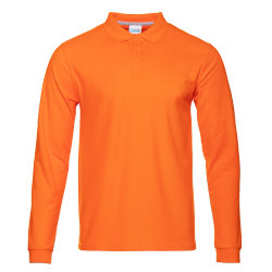 Рубашка поло мужская STAN длинный рукав хлопок/полиэстер 185, 04S, оранжевый